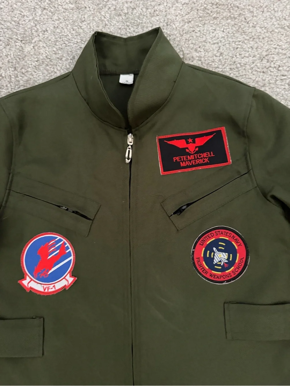 Kids Olive Green Pilot Flight Coverall with Patches